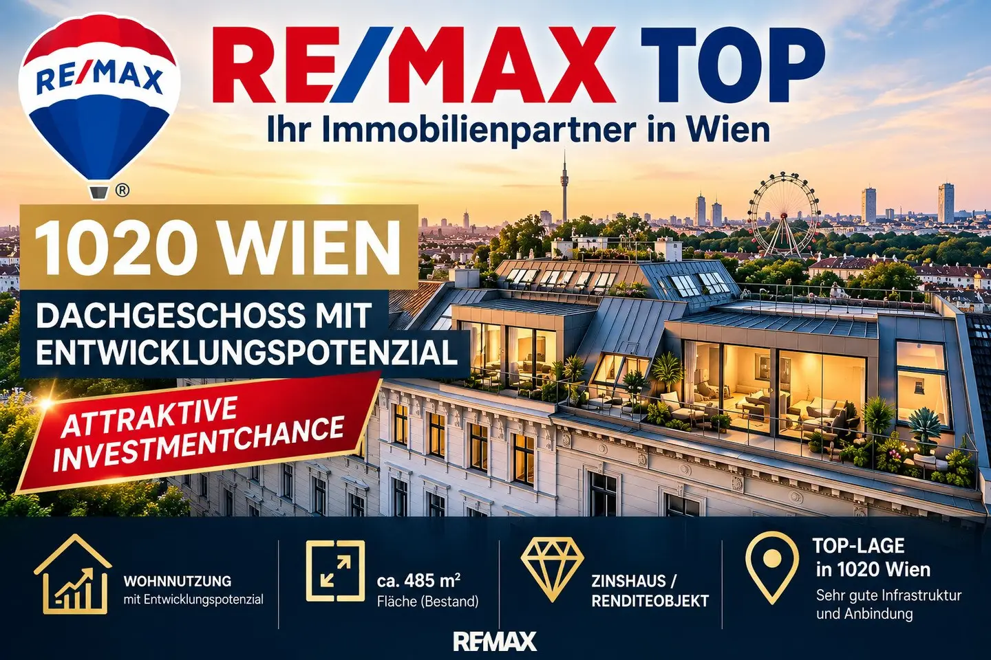 Dachgeschoss mit Entwicklungspotenzial in 1020 Wien