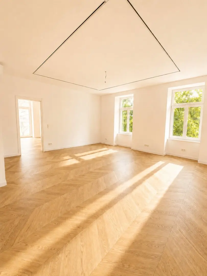 Luxurious first-occupancy period apartment with terrace and view of greenery – living at the highest level in the heart of the 2nd district