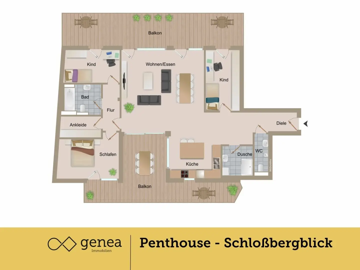 Exklusive Penthouse-Wohnung mit Schloßbergblick im Herzen der Stadt - mit 2 TG Stellplätzen