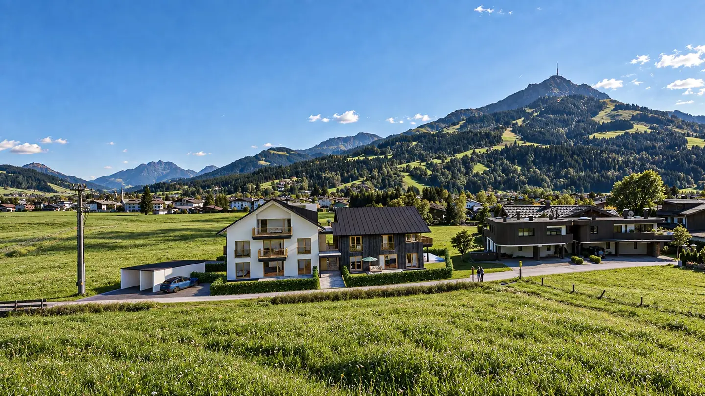 Erdgeschosswohnung mit Privatgarten und Blick auf den Wilden Kaiser