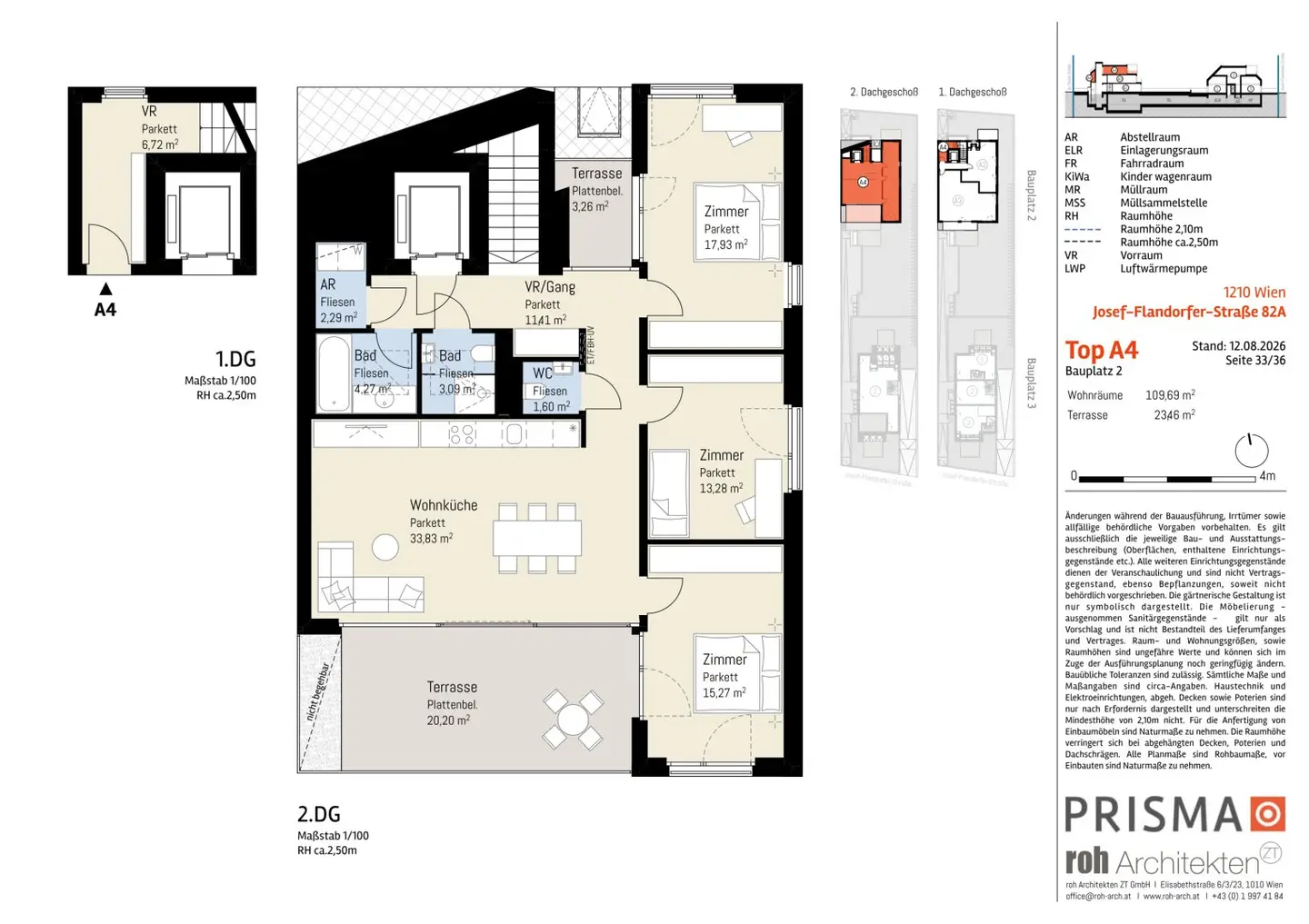 4-Zimmer-Dachgeschoßwohnung mit Lift direkt in die Wohnung &amp; 2 Dachterrassen