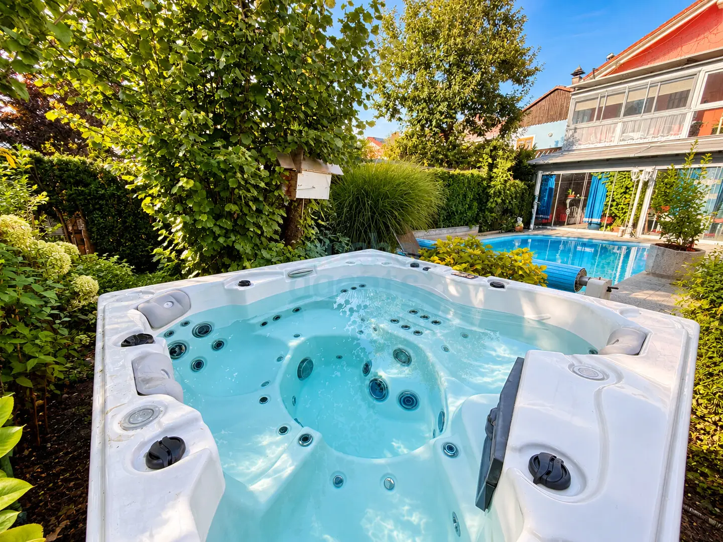 Family apartment with private garden wellness area and pool