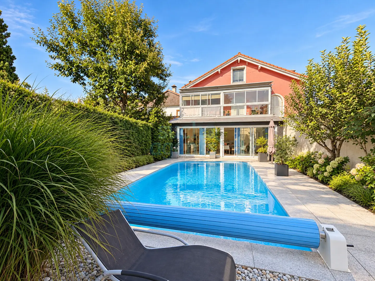 Family apartment with private garden wellness area and pool