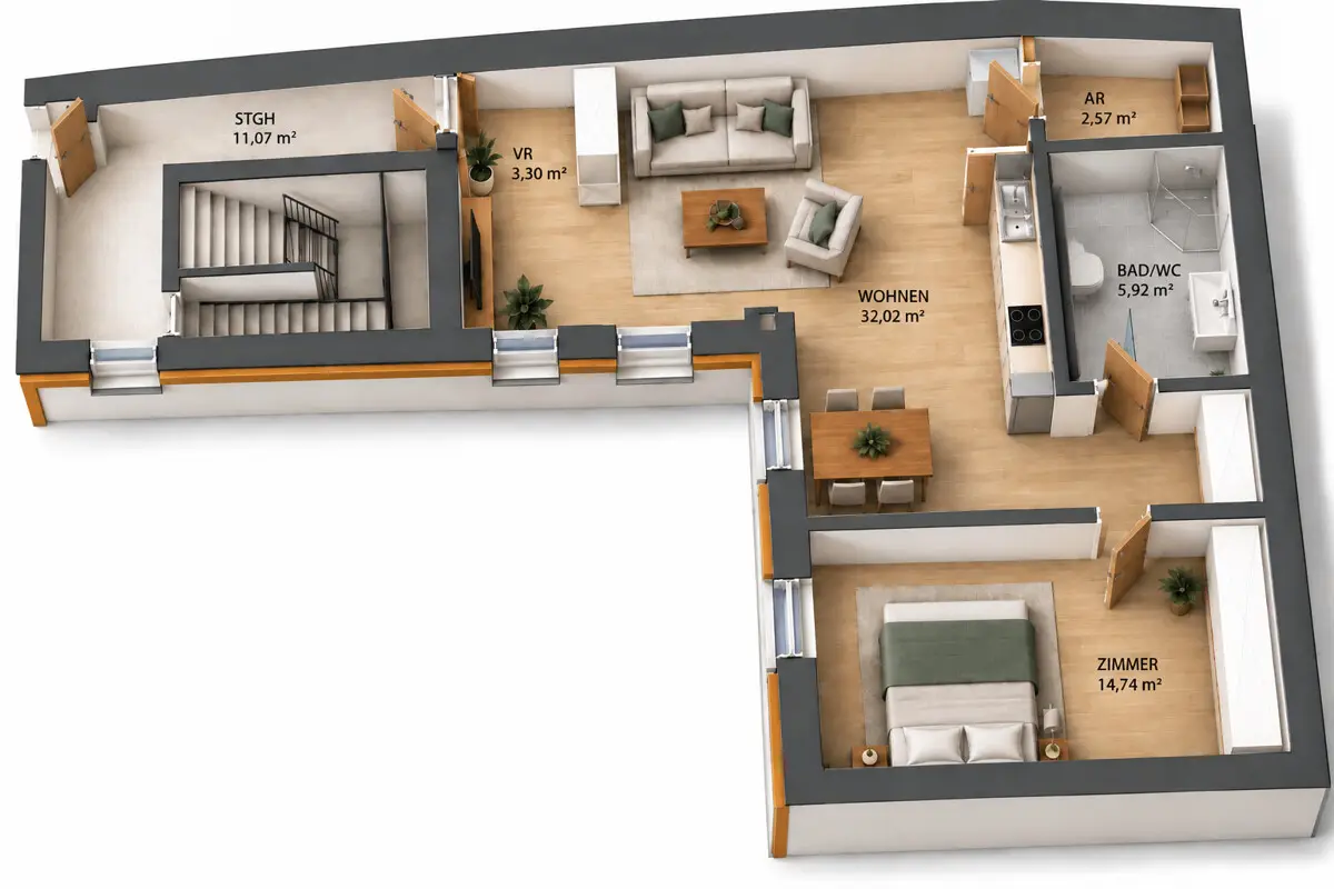 Zentral gelegene Wohnung mit Garagenplatz