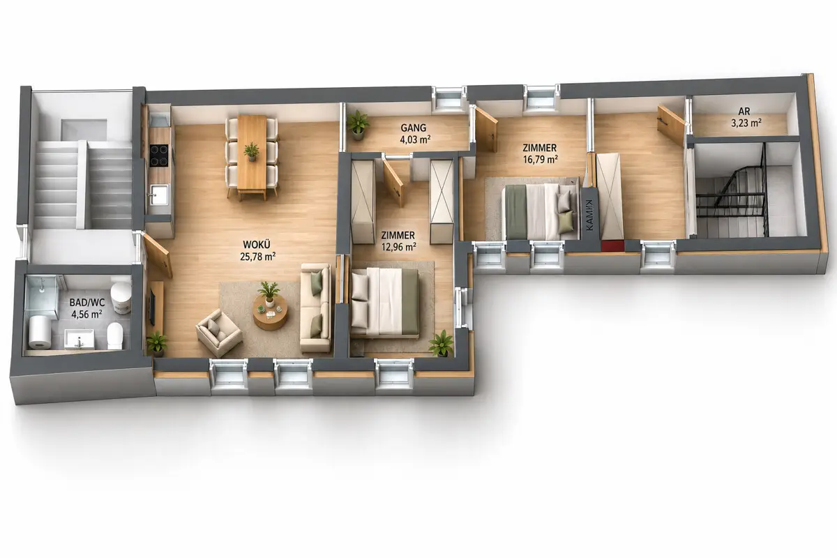 Zentrale Wohnung mit Garagenplatz und modernem Bad