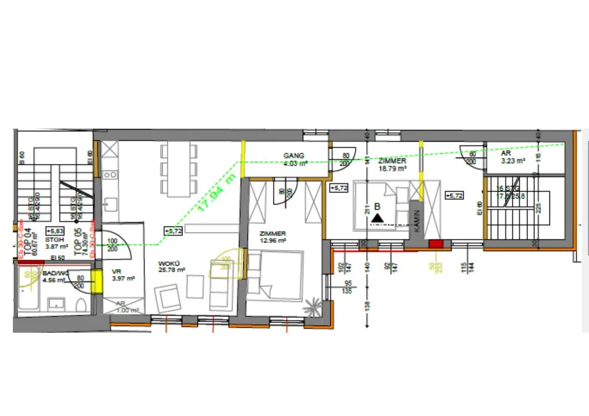 Central apartment with garage parking and modern bathroom