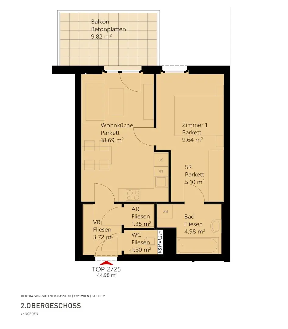 2-Zimmer-Nuebauwohnung inkl. Komplettküche, Balkon-Außenfläche und Kellerabteil / K2-25