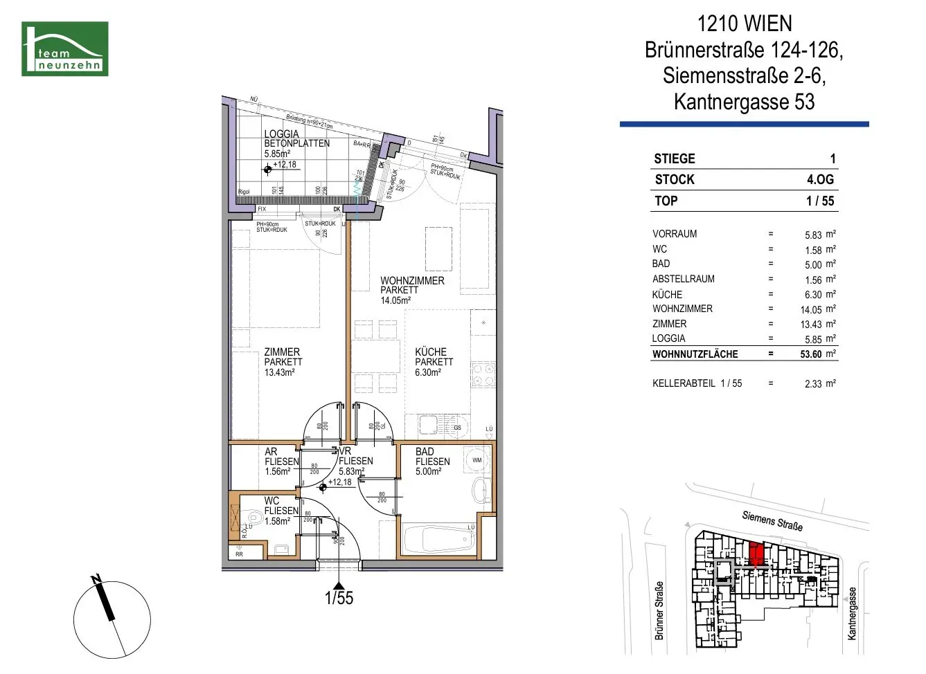 Moderne 2-Zimmer-Wohnung mit gemütlicher Loggia im Herzen von Floridsdorf!