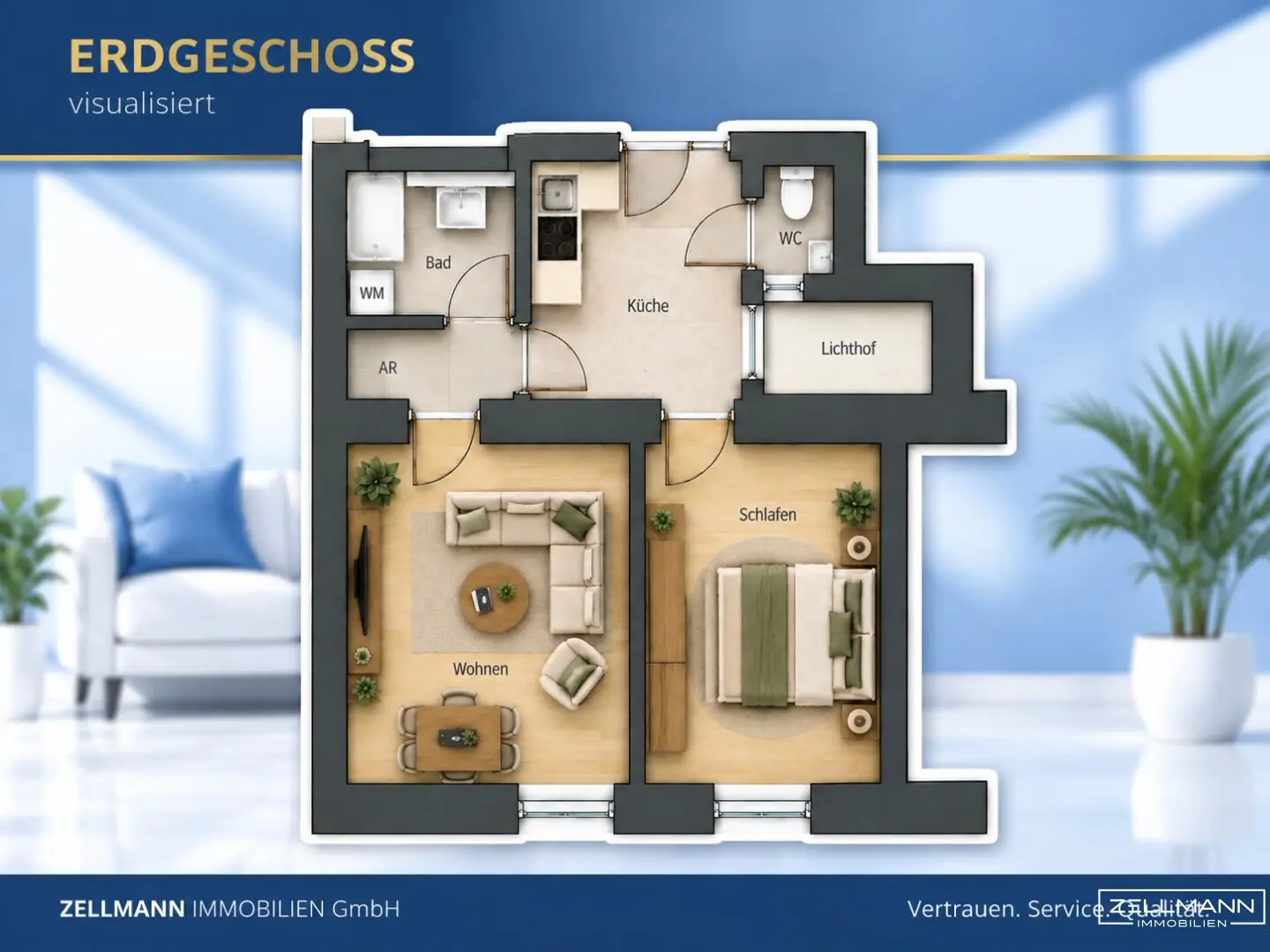 NÄHE AUGARTEN | CHARMANTE 2-ZIMMER-WOHNUNG  – RENOVIERT &amp; ZENTRAL BEGEHBAR | ZELLMANN IMMOBILIEN