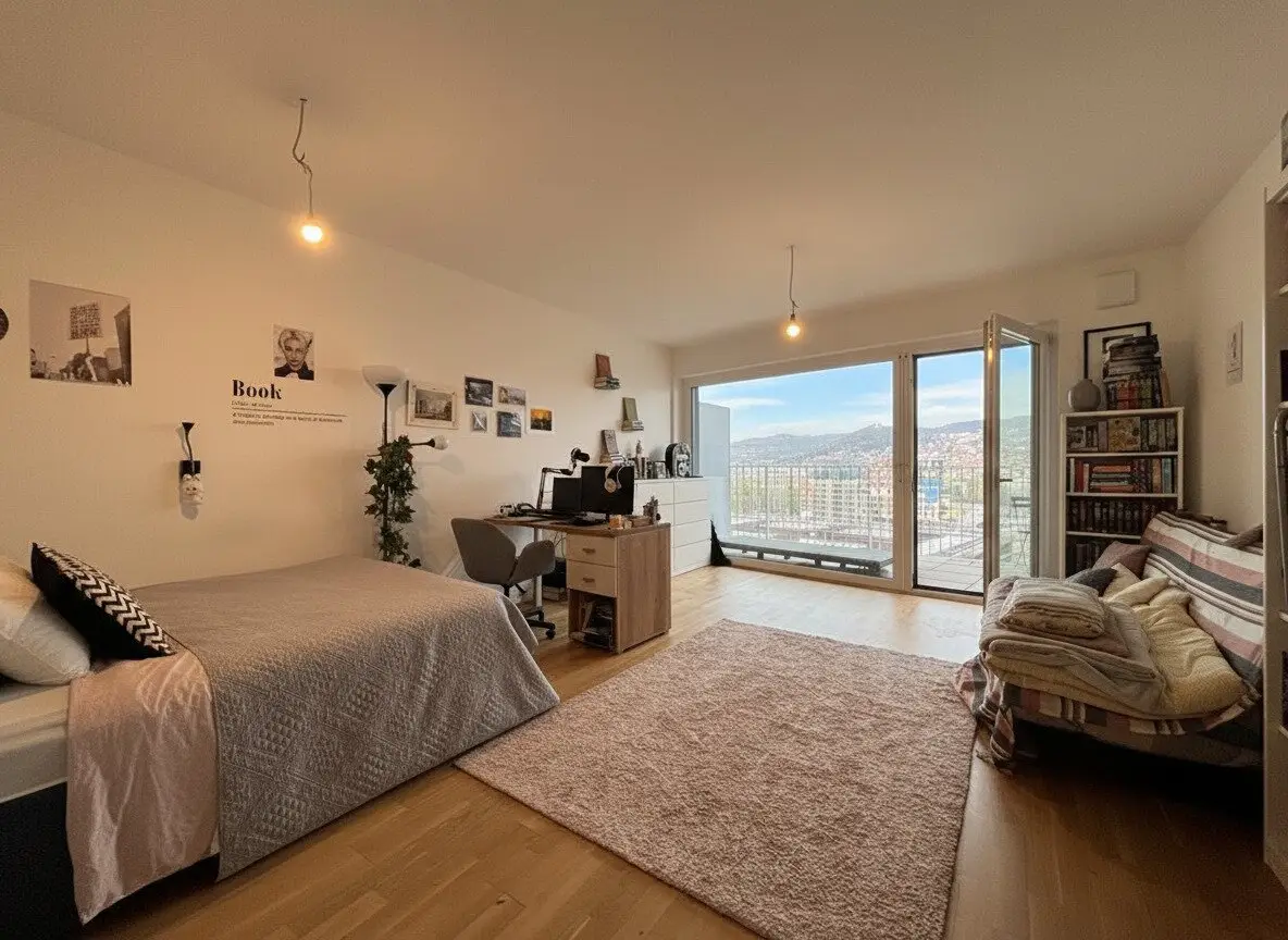 Light-flooded 1-room apartment with balcony