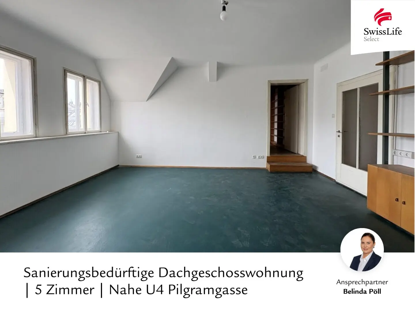 Sanierungsbedürftige Dachgeschosswohnung | 5 Zimmer | Nahe U4 Pilgramgasse