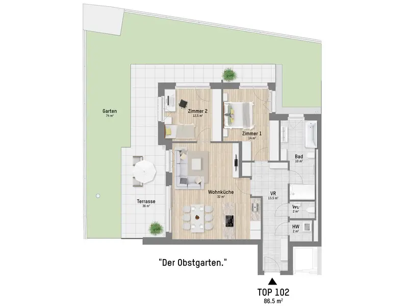 Apartment with private garden near the Old Danube