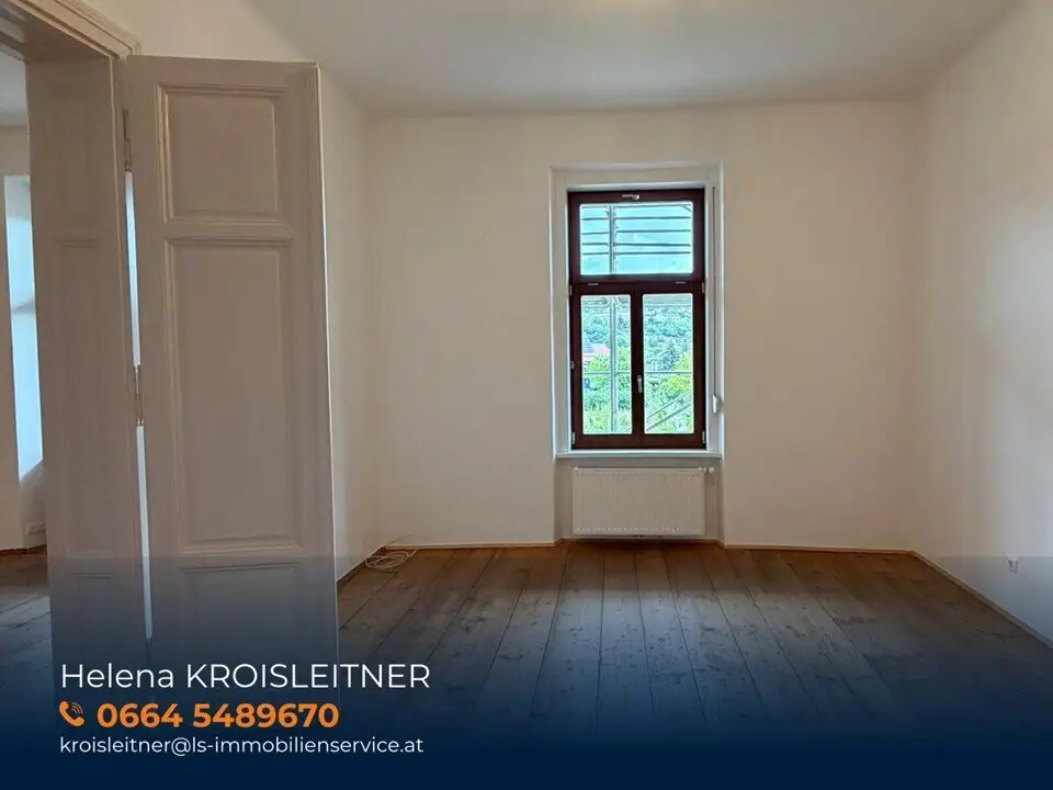 Sanierte Altbauwohnung in Pöllau! 81,5 m² im Hochparterre mit hohen Räumen, alten Holzböden und Flügeltüren
