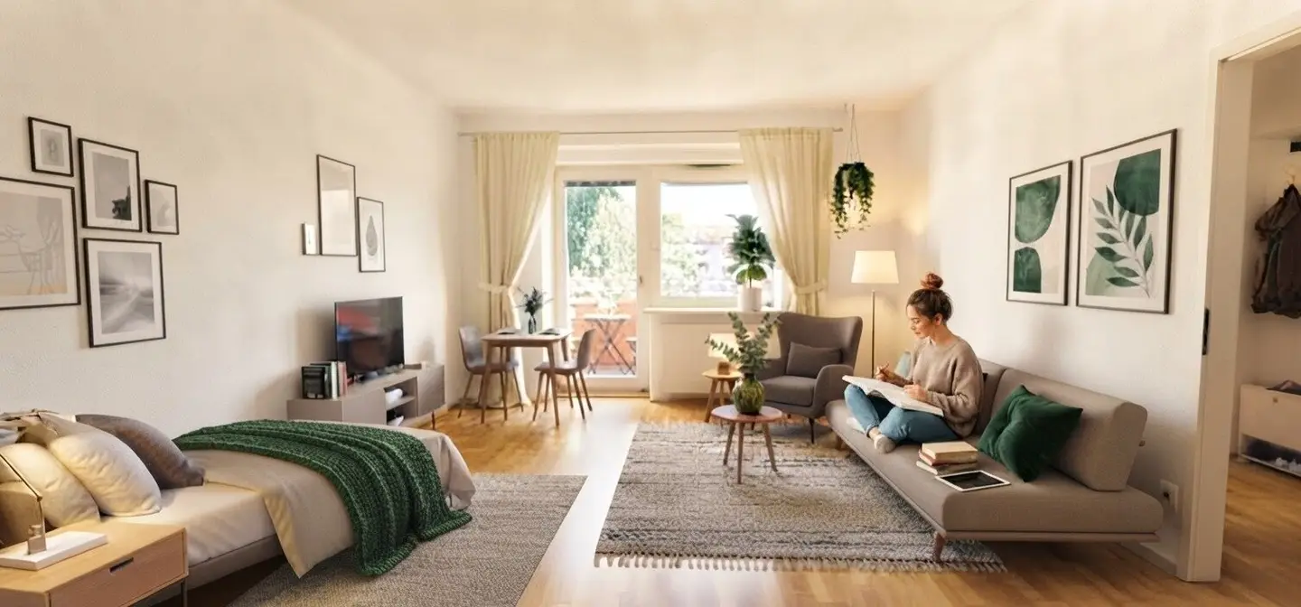 Studio apartment in Nussdorf | Balcony | 37 m² | courtyard facing | ready to move in immediately