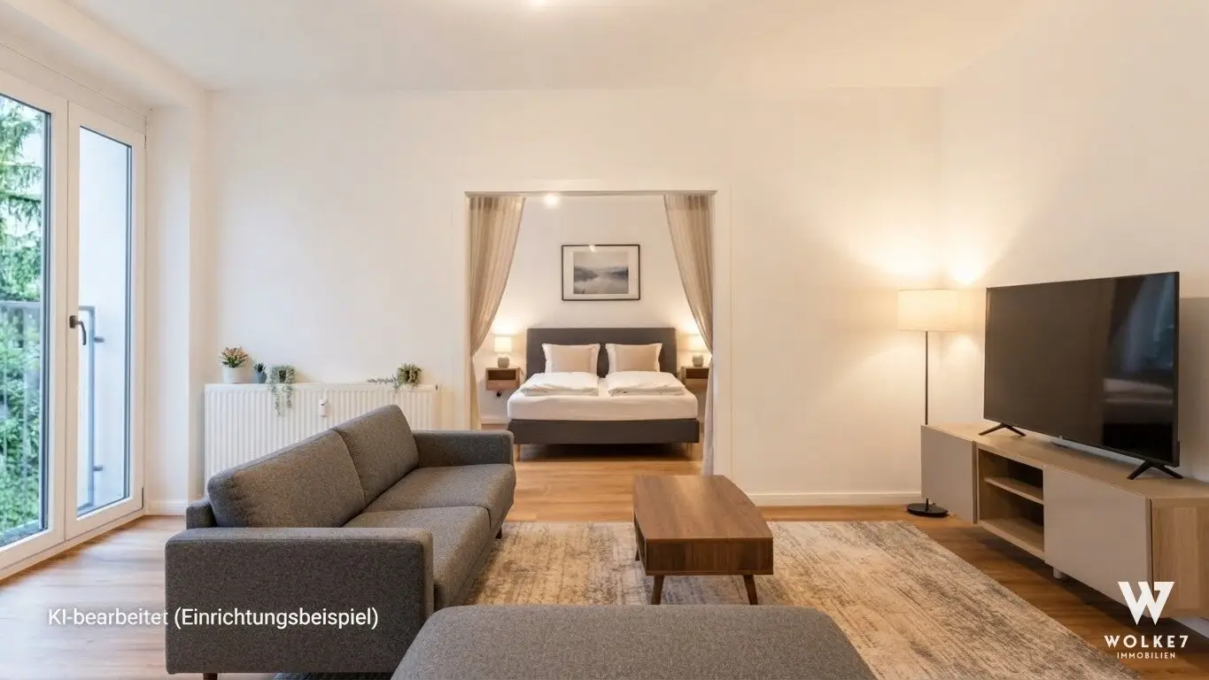 First occupancy after renovation: Bright 2-room apartment with floor-to-ceiling windows and green courtyard