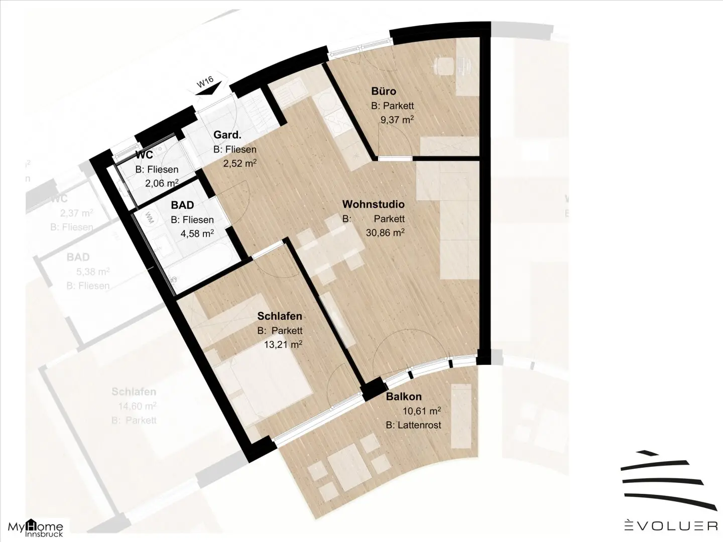 ÈVOLUER - Funktionale 3-Zimmer-Wohnung mit traumhaften Süd- West-Balkon