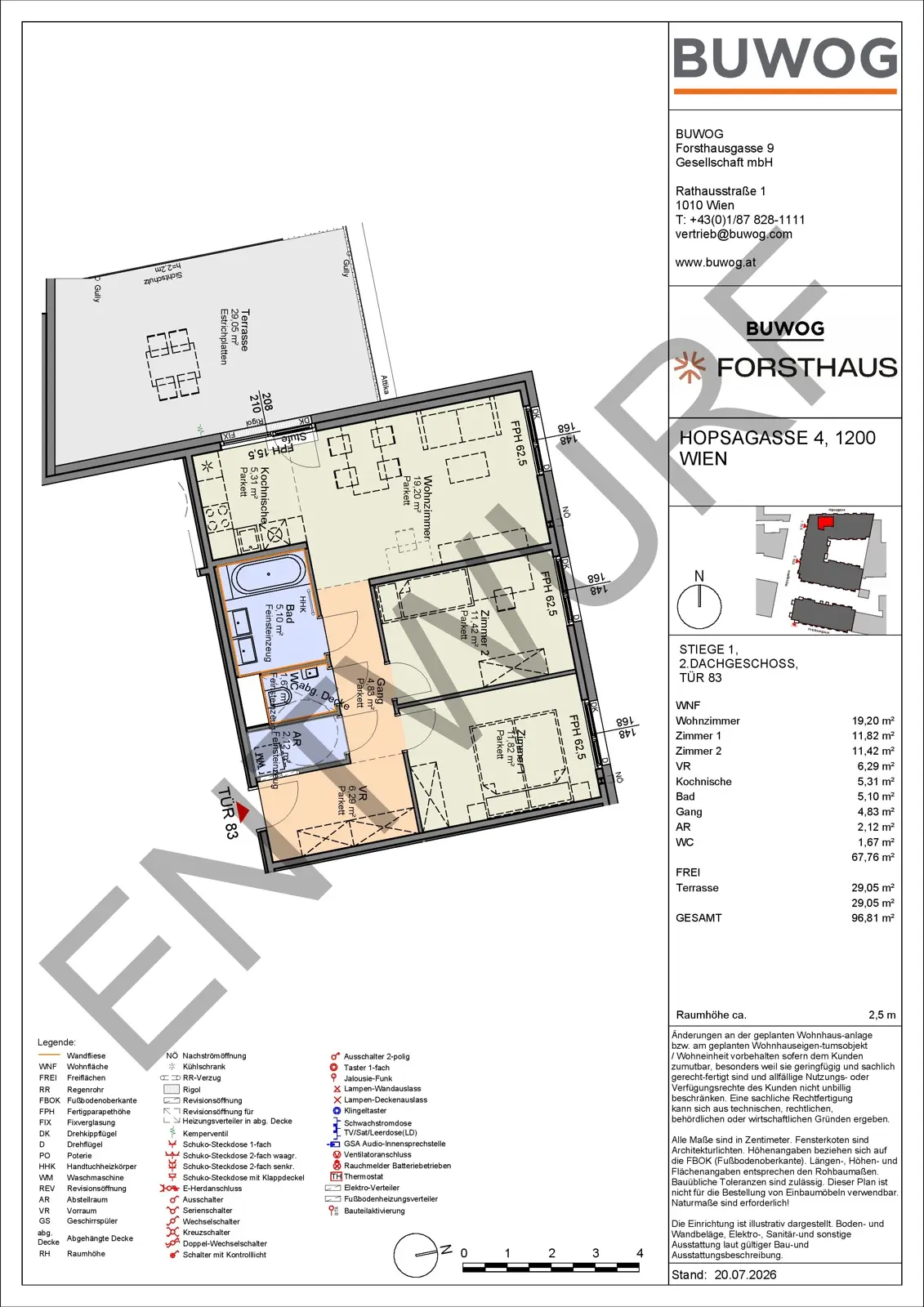 Dachgeschosswohnung mit großer Terrasse in Donaukanalnähe