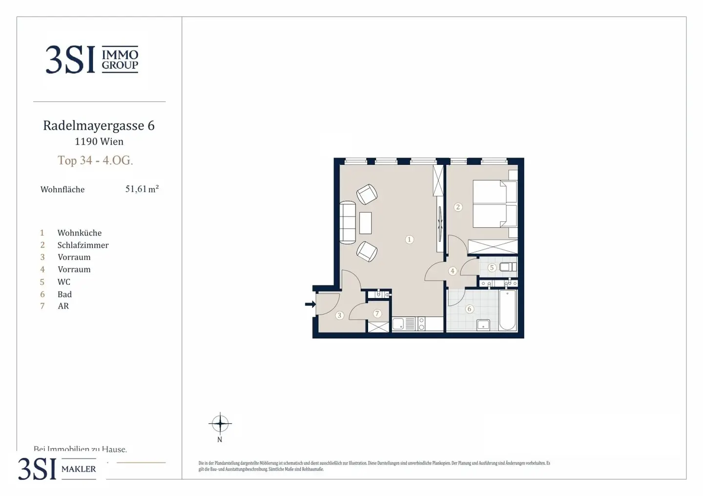 Sunny 2-room new-build apartment in quiet courtyard location with garden-facing green view near U4