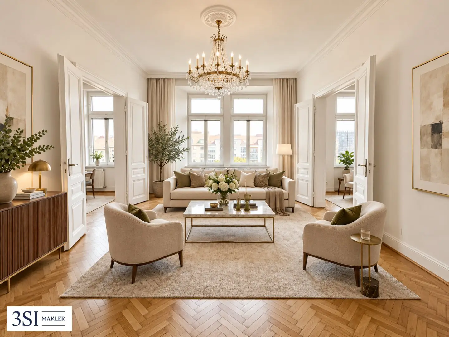 Bright, renovated and generously proportioned - Elegant 4-room period apartment with distant view - in top location of the 4th district near Vienna Central Station