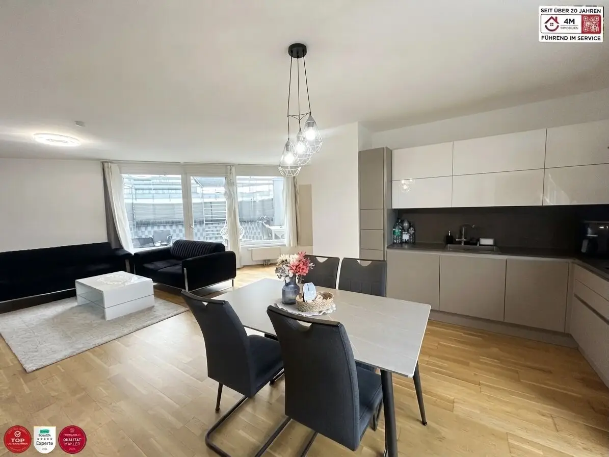 High-End Penthouse with Skyline View - Exclusive Top Floor Apartment with 3 Terraces, Underground Parking Space and Children's Playground