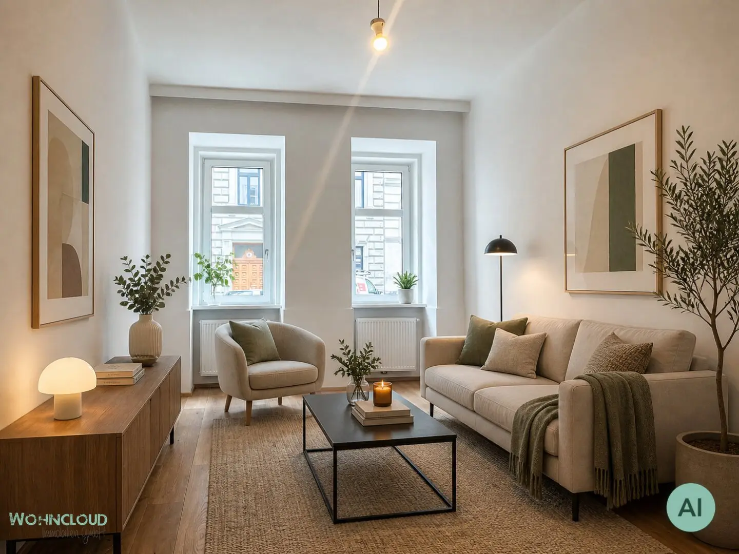 Ground floor apartment renovated oak floors