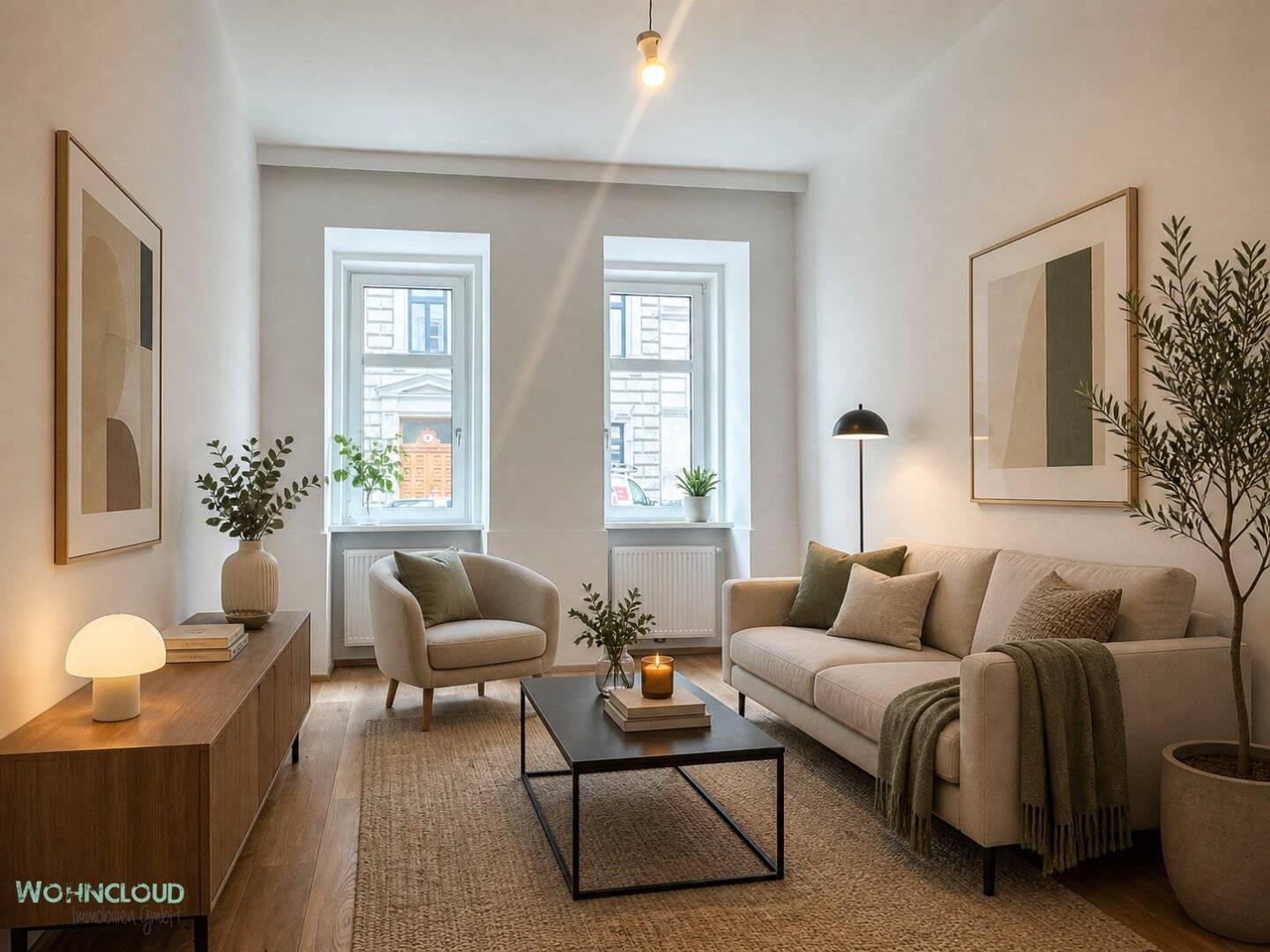 Ground floor apartment renovated oak floors