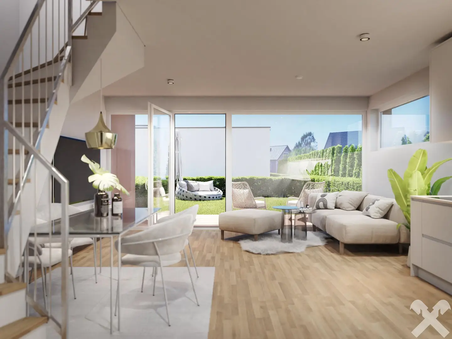 Modern new build with large private garden Family apartment