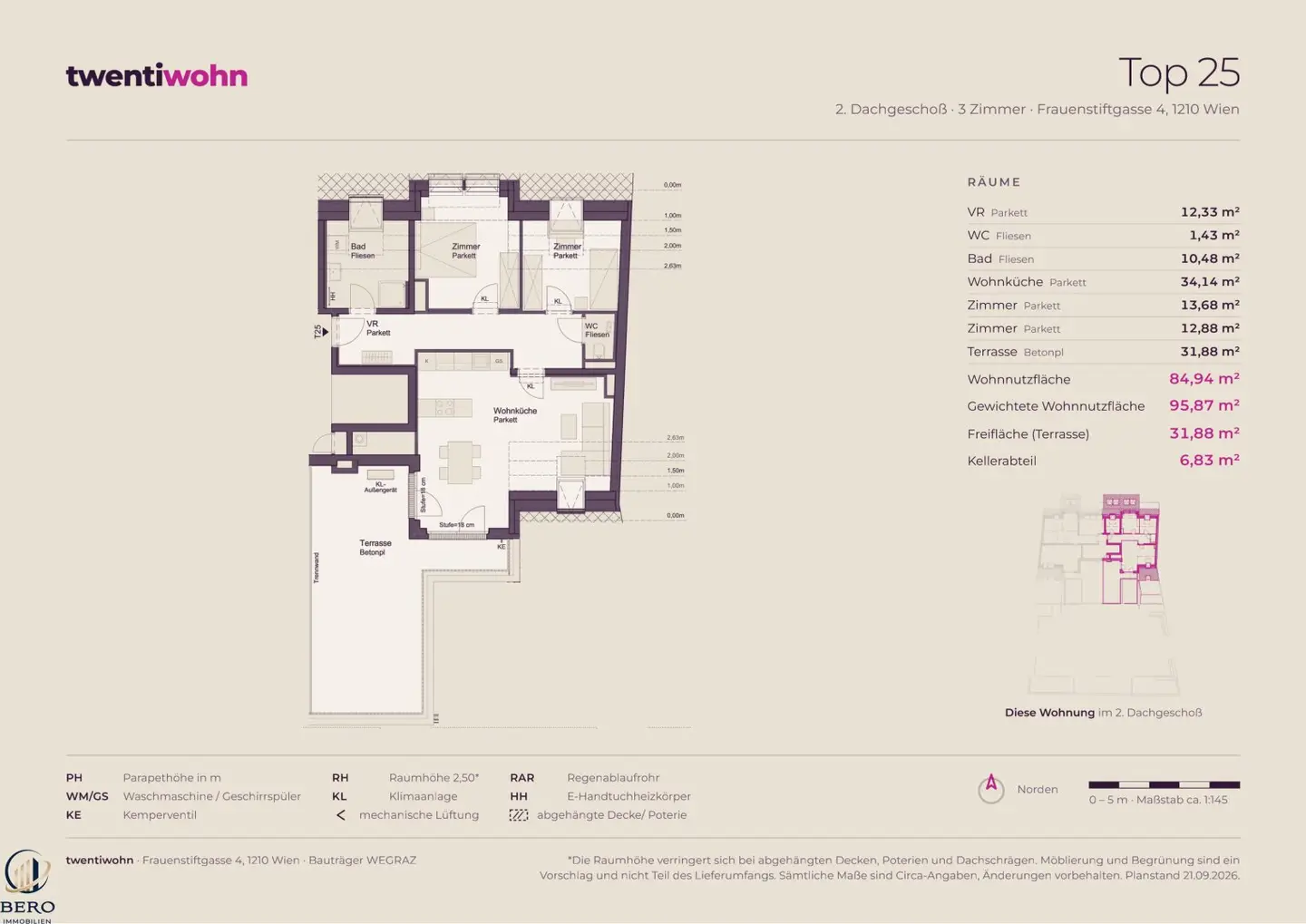 Top 25 on 1st attic floor with 3 rooms and terrace - new build first occupancy, commission-free