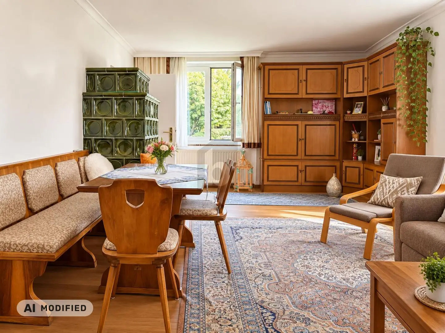 Cozy Erdgeschosswohnung with tiled stove and south balcony