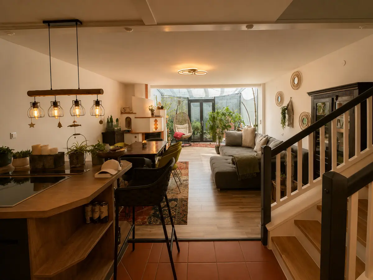 Heller Wintergarten und privater Garten Familienwohnung