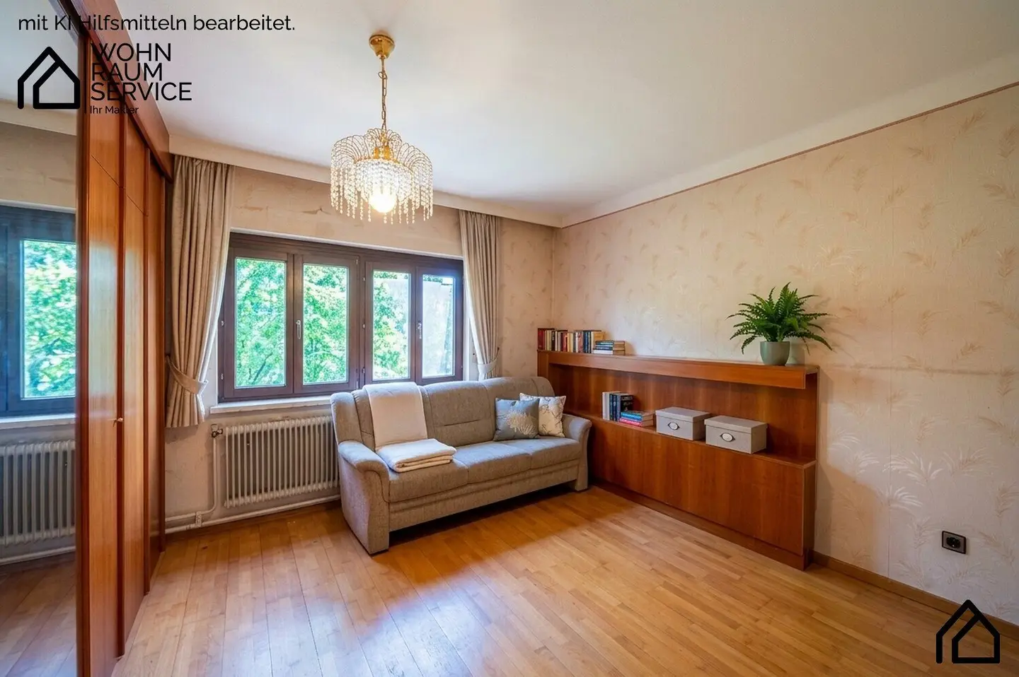 Großes Wohnhaus mit Werkstatt oder Atelier.
