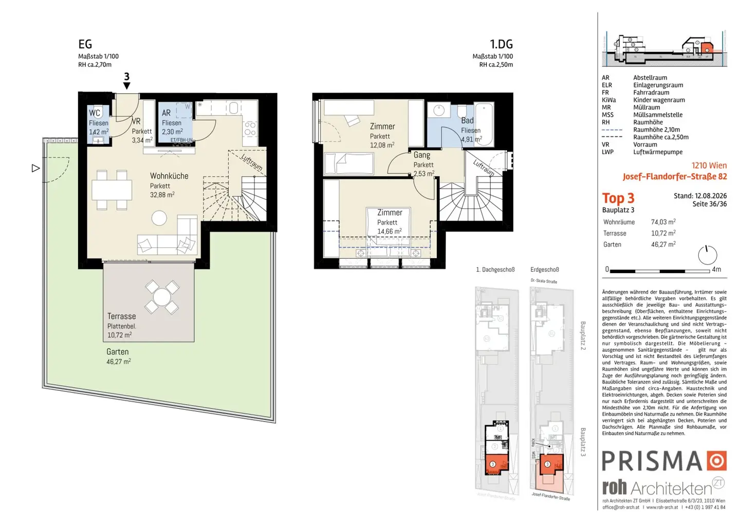 3-room maisonette with terrace and private garden – living on two levels