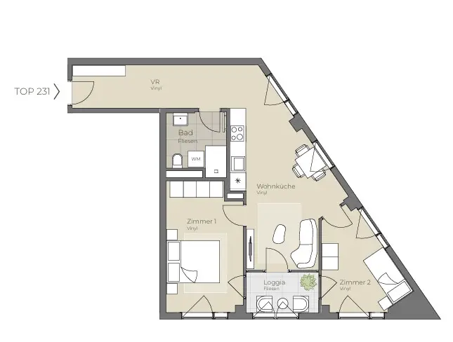 Neuwertige modern zentrale Wohnung mit Aufzug