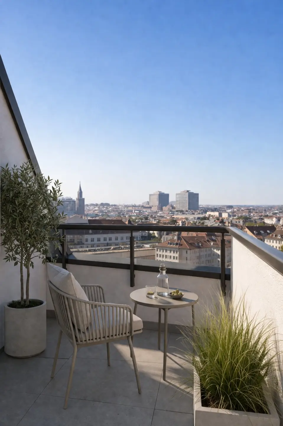 Penthouse with roof terrace in historic building