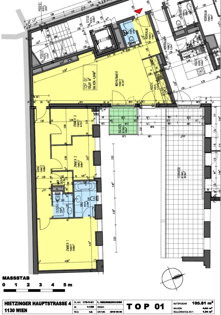 Second occupancy: Beautiful oasis of calm - courtyard-facing 4 room apartment with balcony and 2 bathrooms - directly at Hietzing subway station