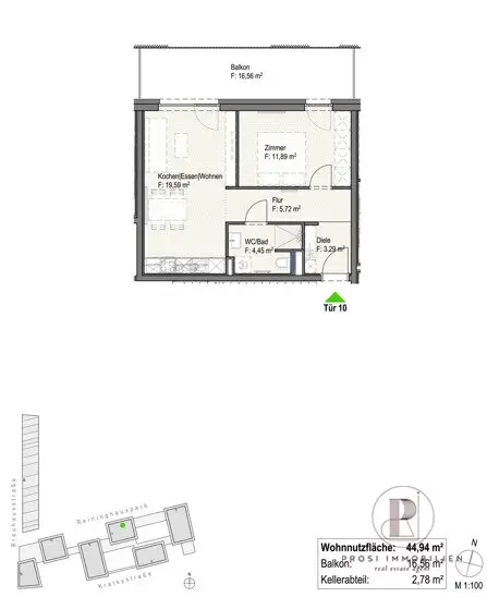 *45m² freundliche 2-Zimmer-Wohnung im Reininghauspark mit Küche und Balkon - ab 1.12.26