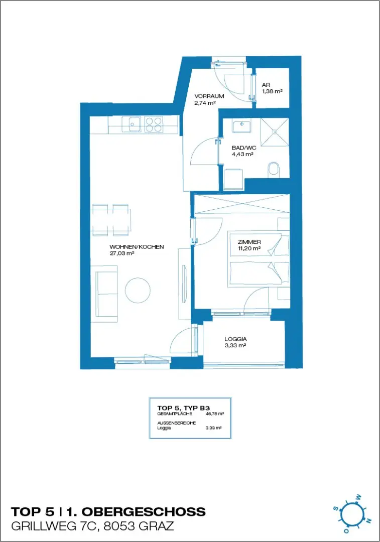 Modern 2-room apartment, bright rooms, great loggia and top layout available from 01.11