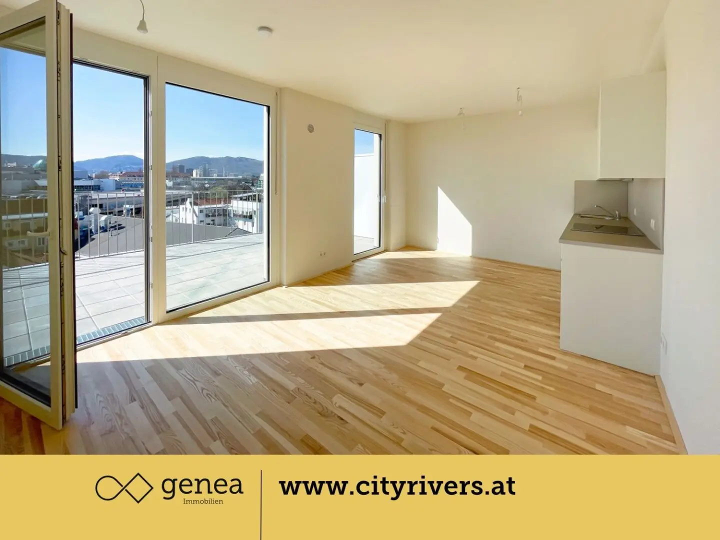 Große Terrasse mit Ausblick | CITY RIVERS | Provisionsfrei