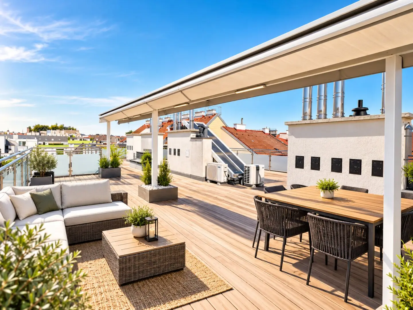 Exclusive top floor apartment with 422 m² usable area, 6.5 rooms, spacious terraces &amp; 4 garage parking spaces
