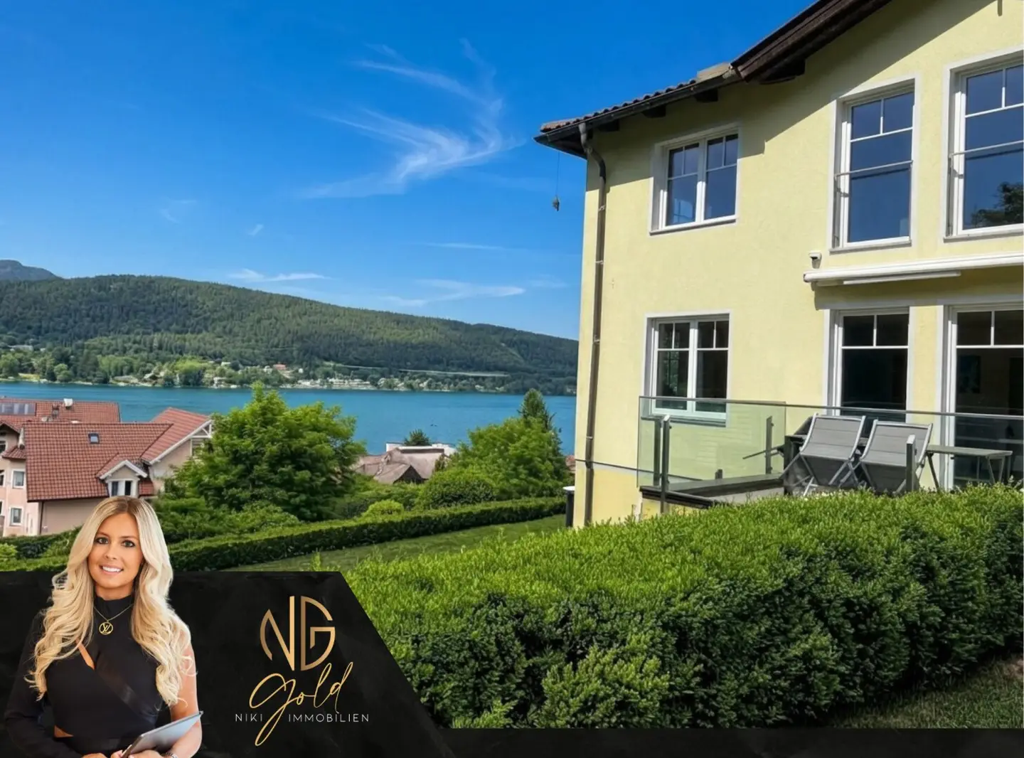 Wörthersee-Lifestyle pur: Gartenwohnung mit Terrasse, Seeblick und eigenem Badesteg in Velden am Wörthersee
