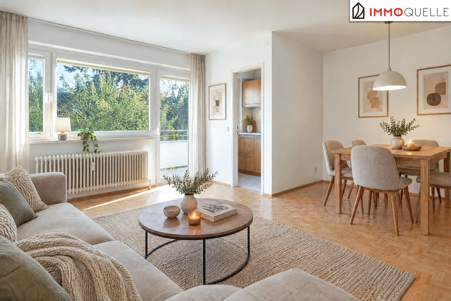 Wohnen im Grünen. Mitten in Salzburg mit Garage. - Helle 2-Zimmer-Wohnung mit großzügiger Loggia, Grünblick und eigener Garage in Riedenburg