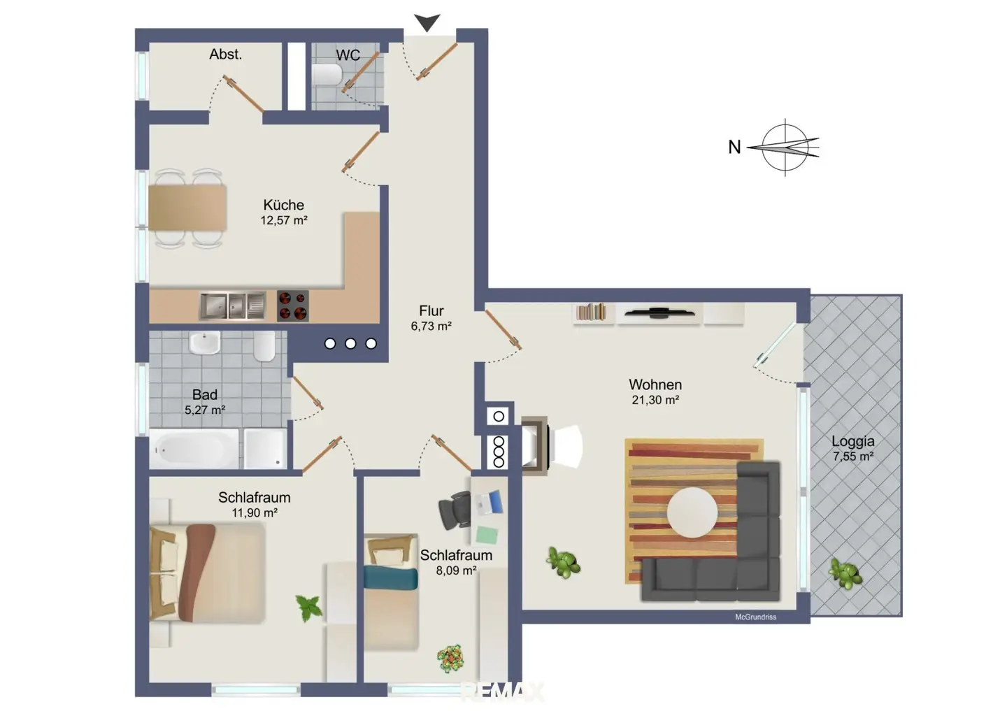 Charmante, möblierte 3-Zimmer-Wohnung in ruhiger Grünlage in Weiz