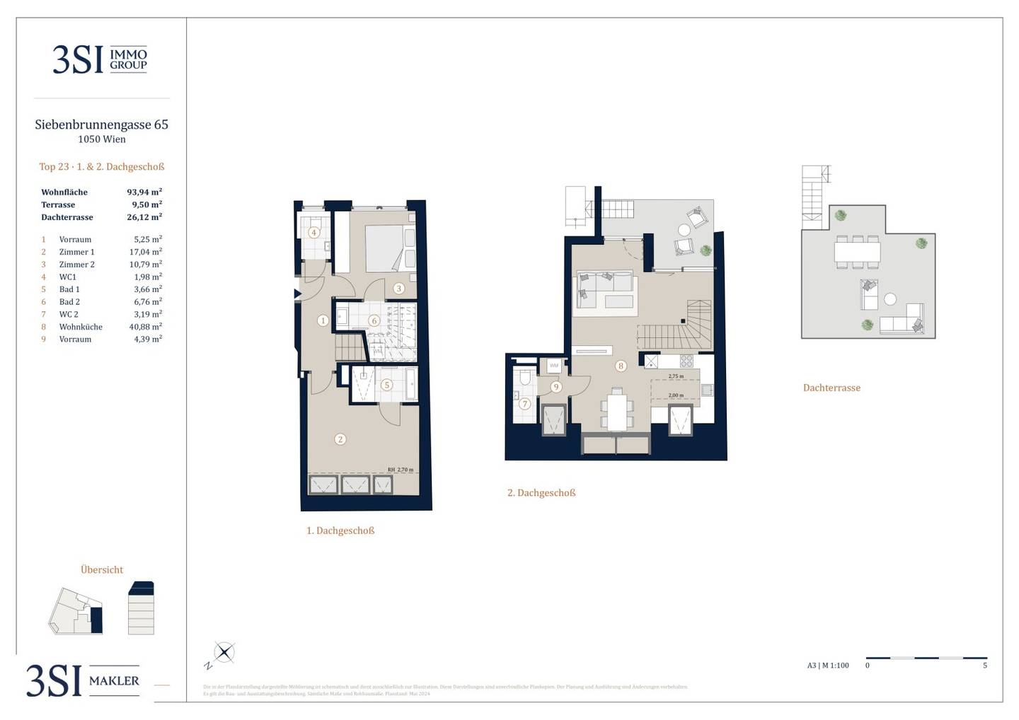 Dachgeschosswohnung mit Dachterrasse ruhige Lage