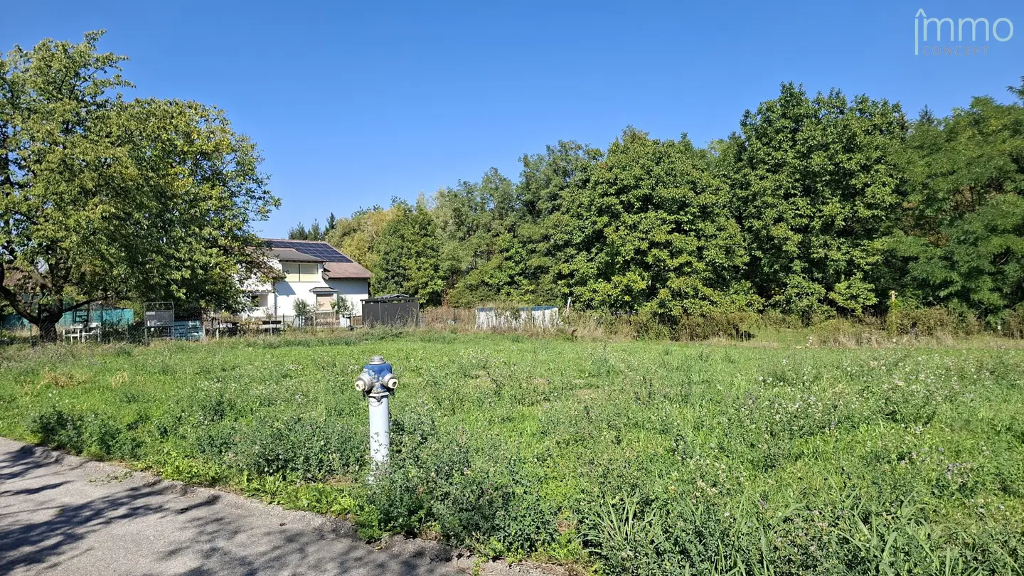 Sunny, level plot in a quiet residential area