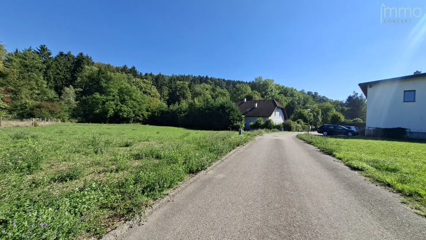 Sunny, level plot in a quiet residential area
