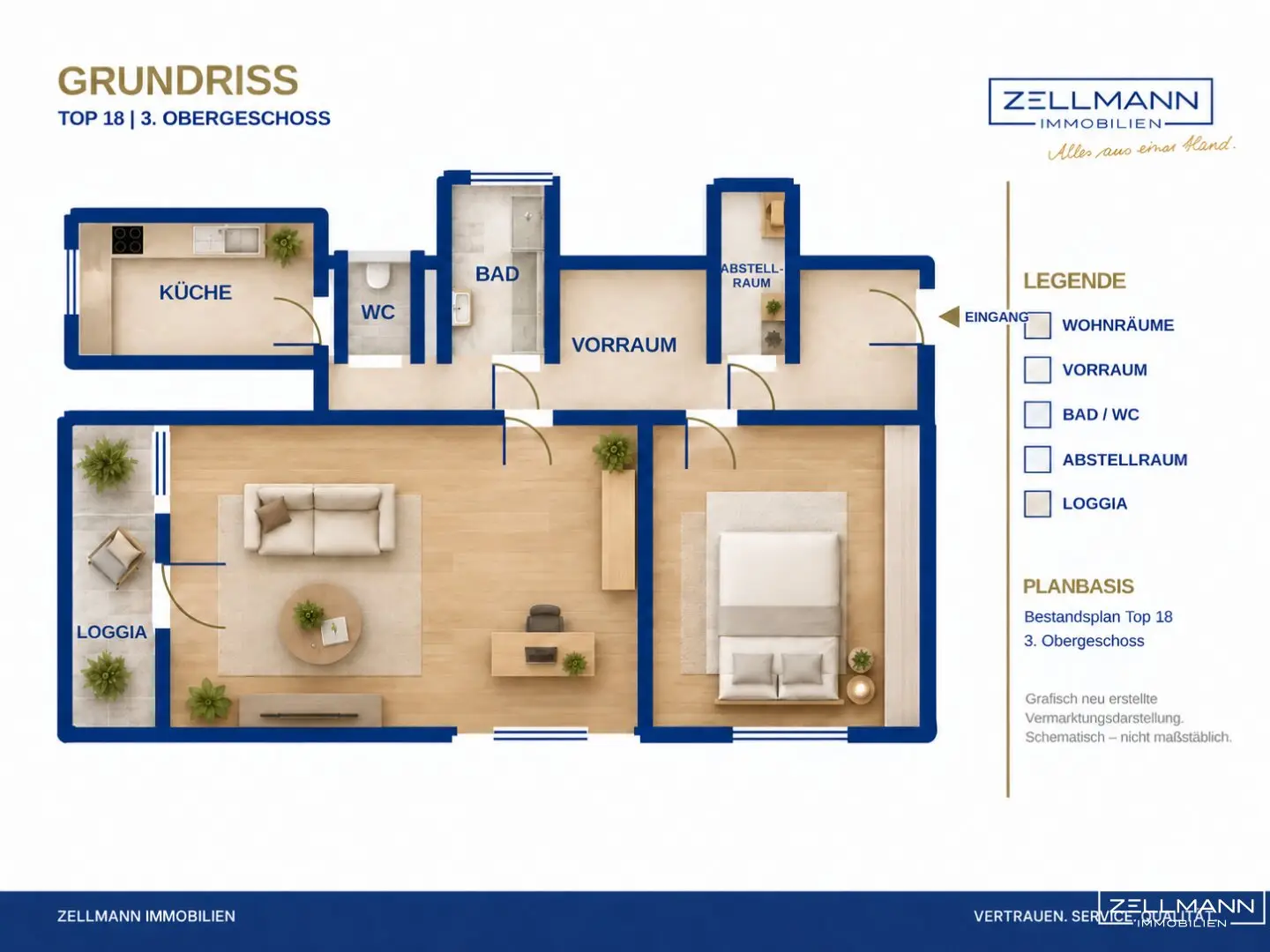 PRESSBAUM MIT WEITBLICK – 3 ZIMMER, LOGGIA &amp; WIENERWALD VOR DER NASE | ZELLMANN IMMOBILIEN