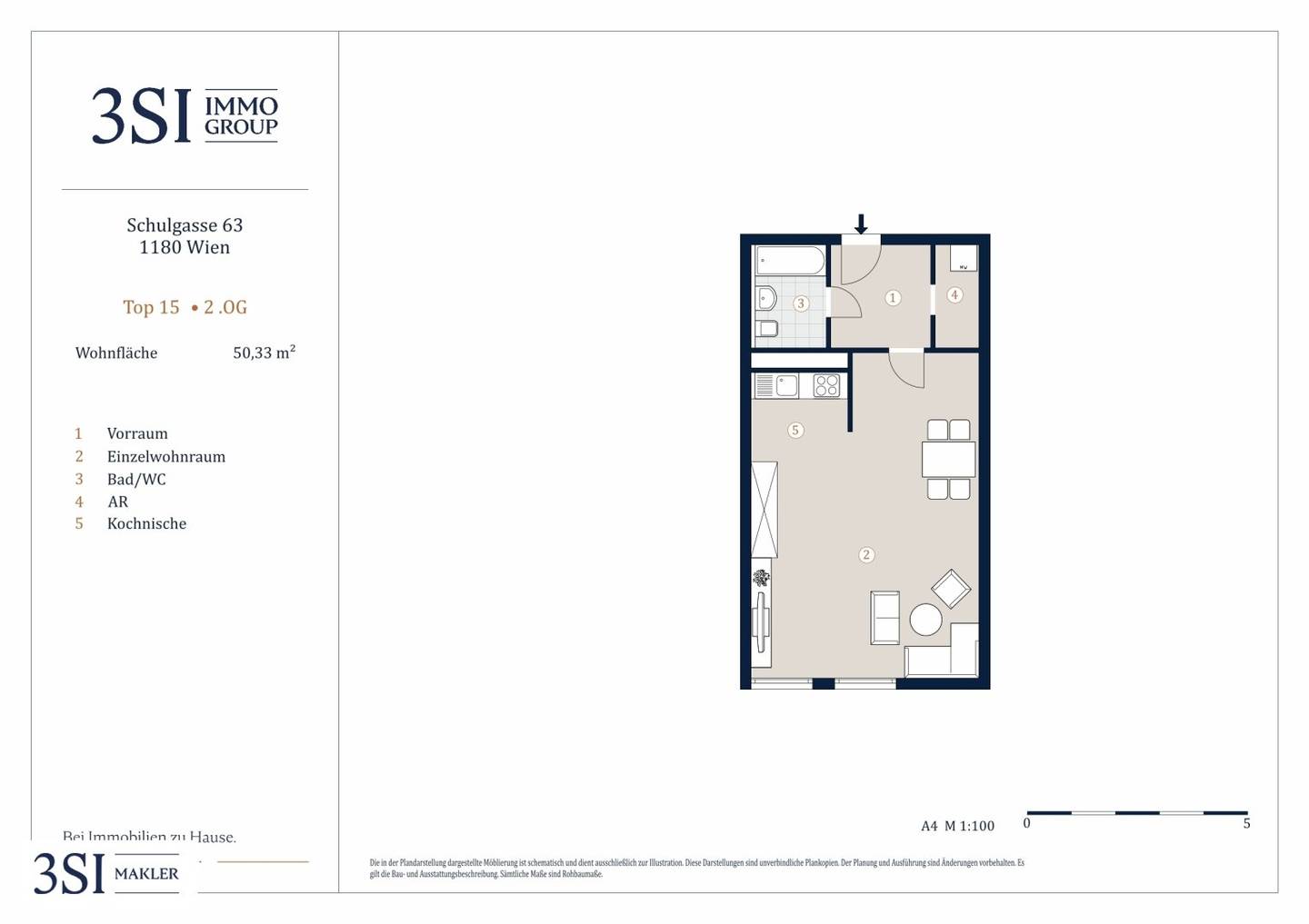 Bright apartment with parquet and fitted kitchen near Schubertpark