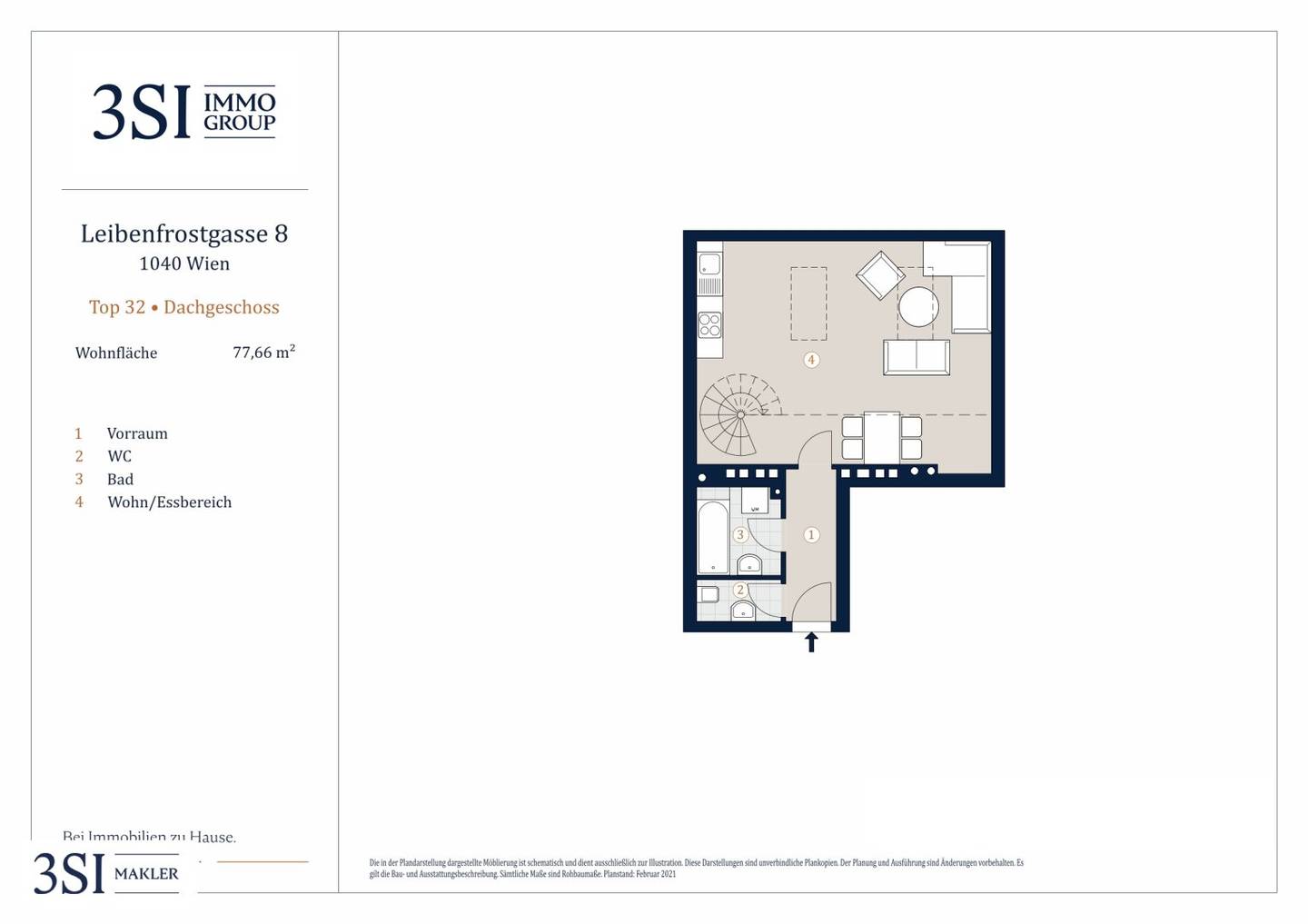 Attic apartment bright top location lift