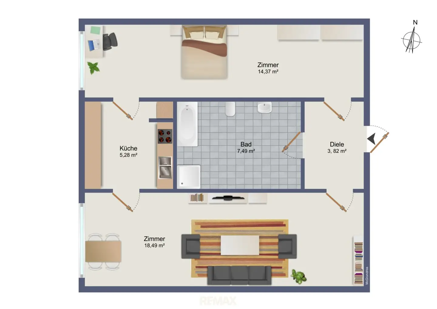 Zentral wohnen in Graz – 2-Zimmer-Wohnung mit WG-tauglicher Raumaufteilung