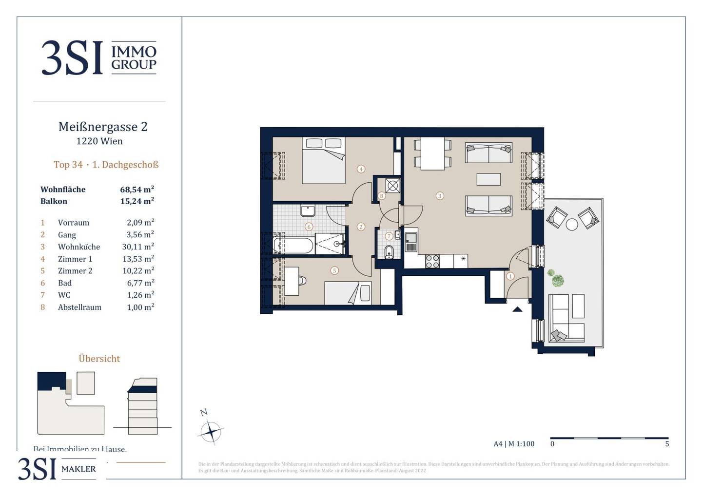 Beautiful attic apartment with balcony area in revitalized old building